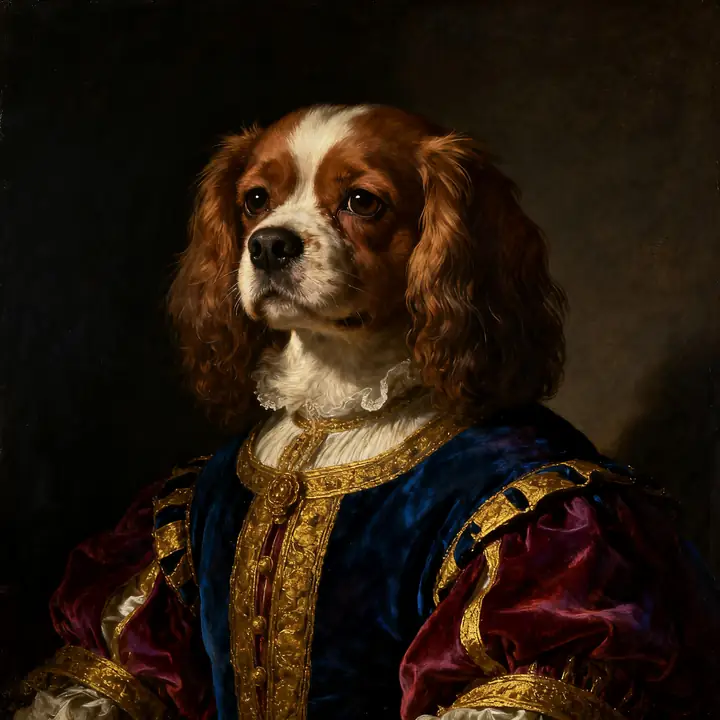 Oil painting style AI pet portrait example