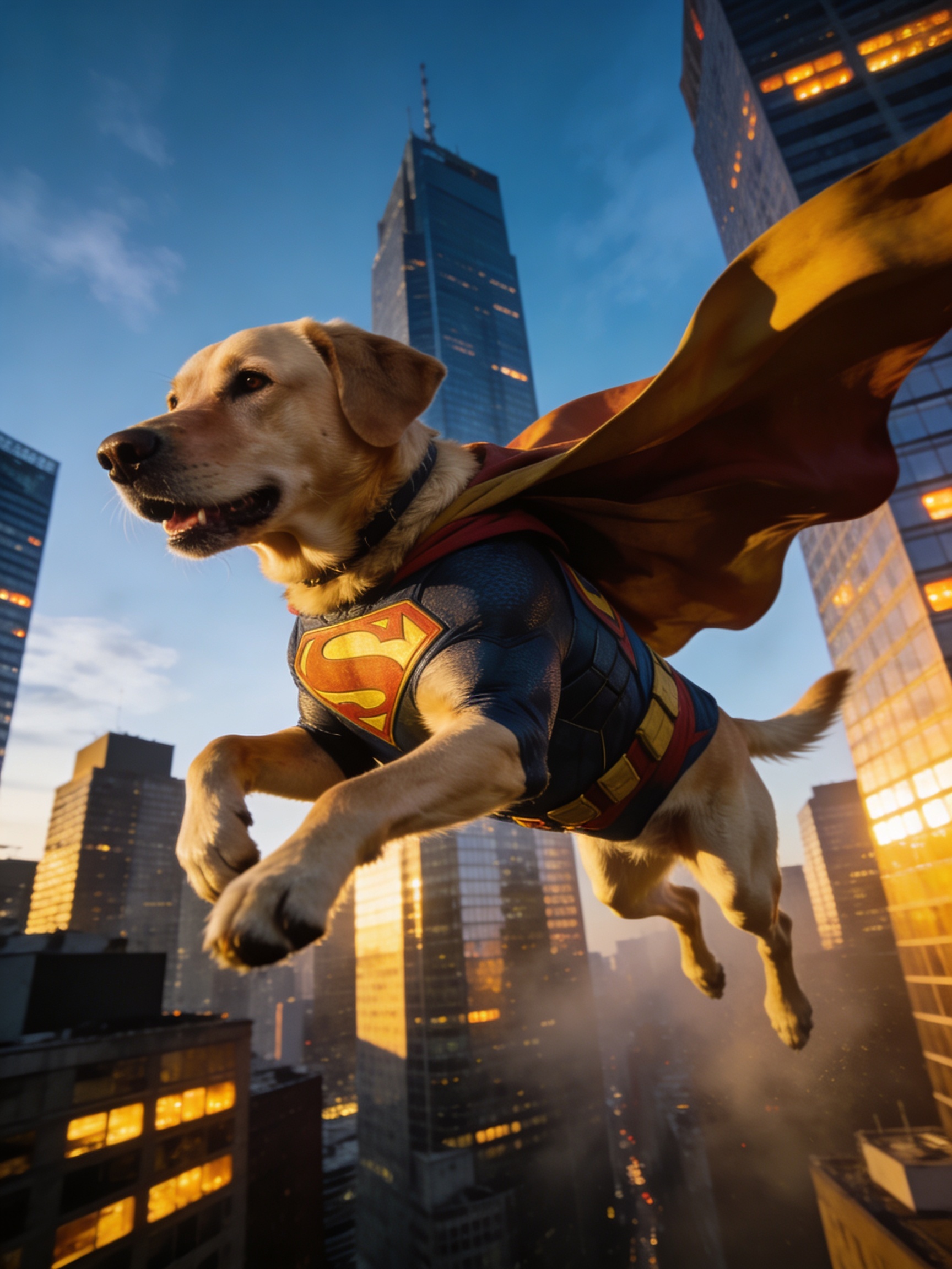 Superhero pet portrait example generated with PawDressed