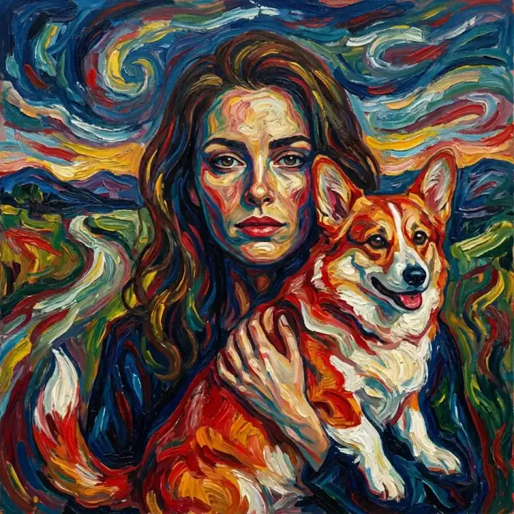 Expressionism human and pet portrait style preview