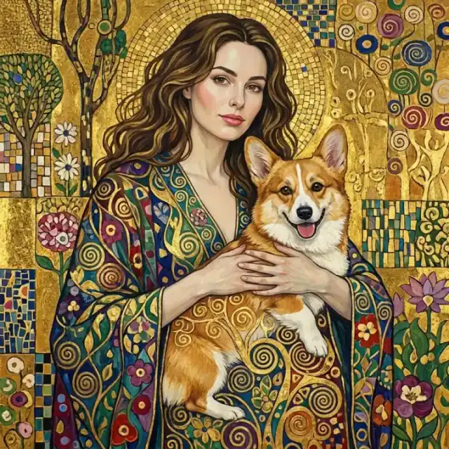 Art Nouveau human and pet portrait style preview