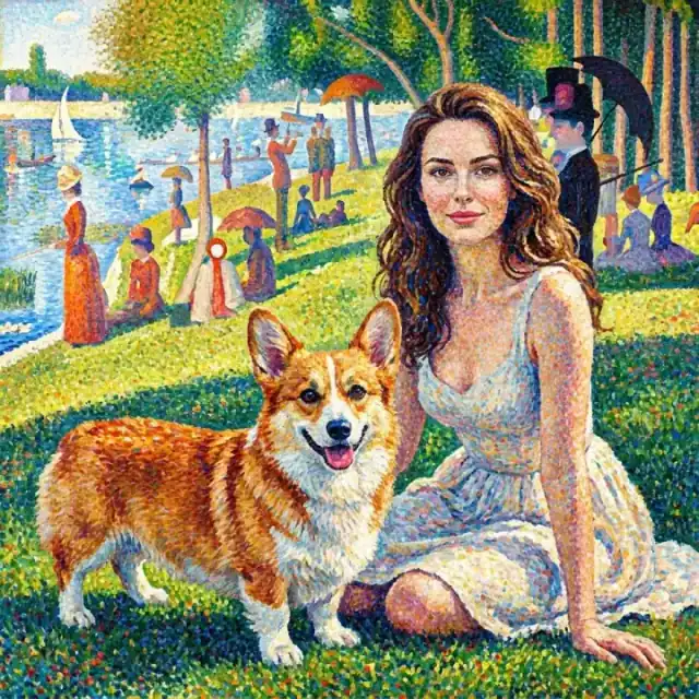 Pointillism human and pet portrait style preview