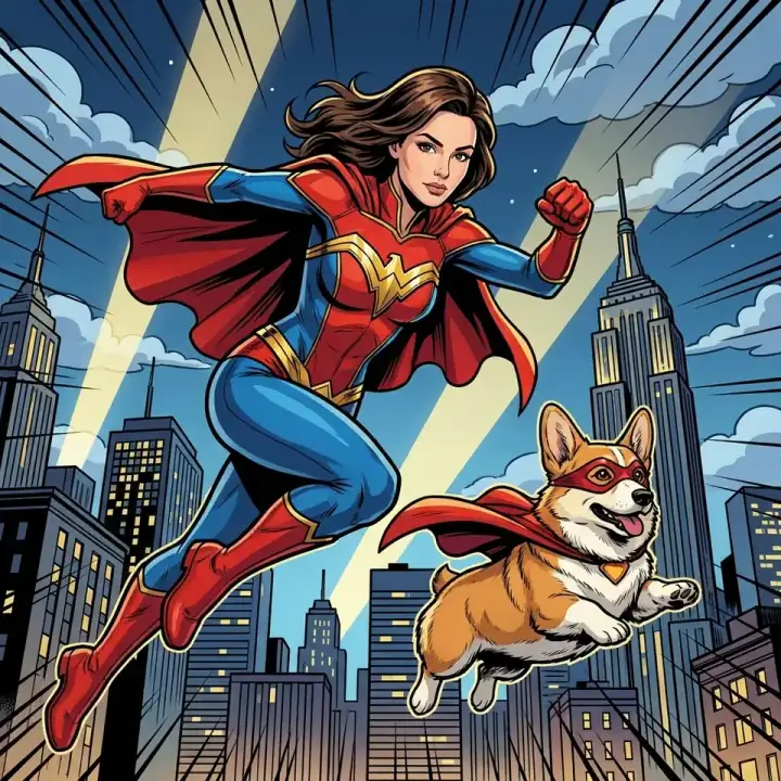 Superhero human and pet portrait style preview