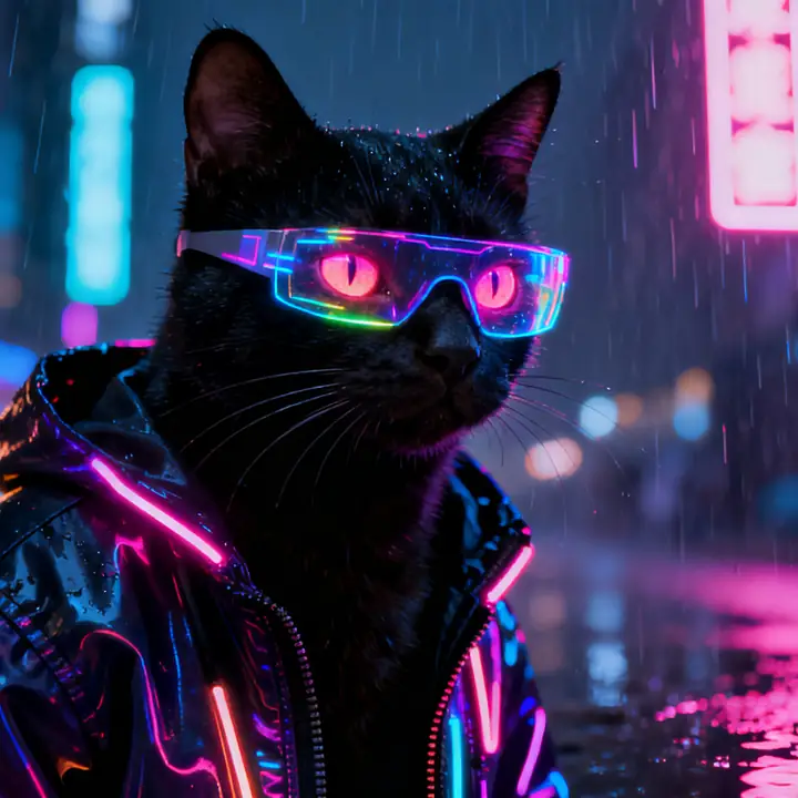 Cyberpunk AI pet portrait example