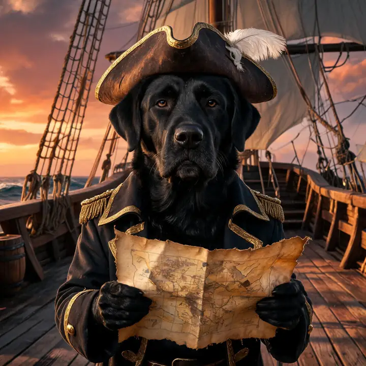 Pirate captain pet portrait example
