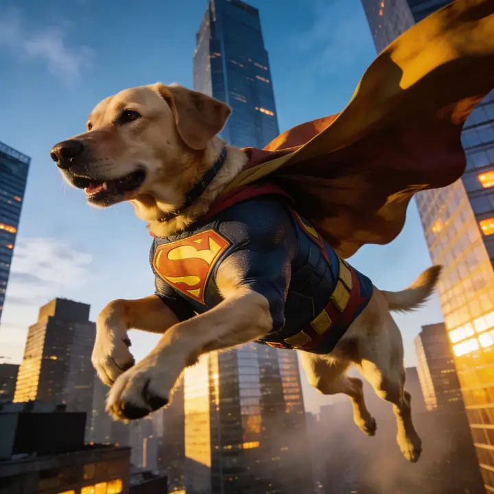 Superhero dog portrait example